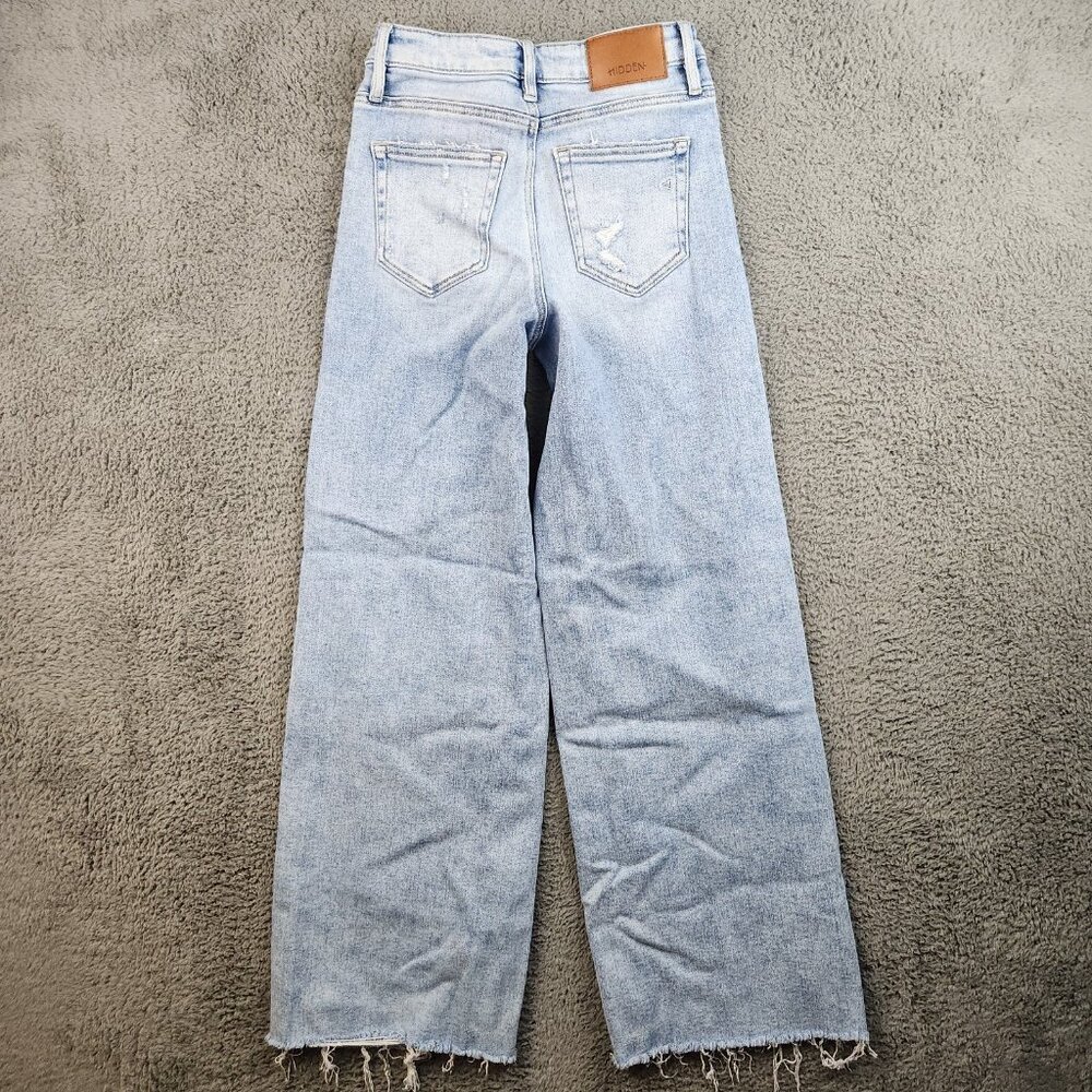 Hidden Nori Wide Leg Stretch Jean Womens Size 24 High Rise Destructed Light Blue - Picture 2 of 9